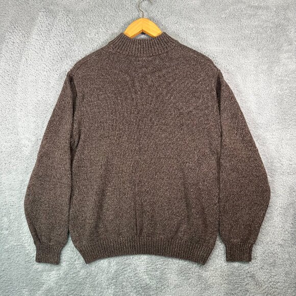 Chaps Ralph Lauren Sweater Mens XL Elbow Patches Thick Cotton Pullover Brown - Picture 2 of 10